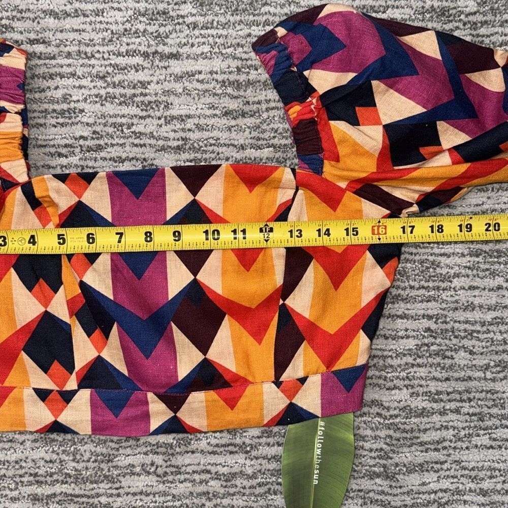 NWT Farm Rio Lindeza Grafica Linen Crop Top In Multi Small - Picture 9 of 13
